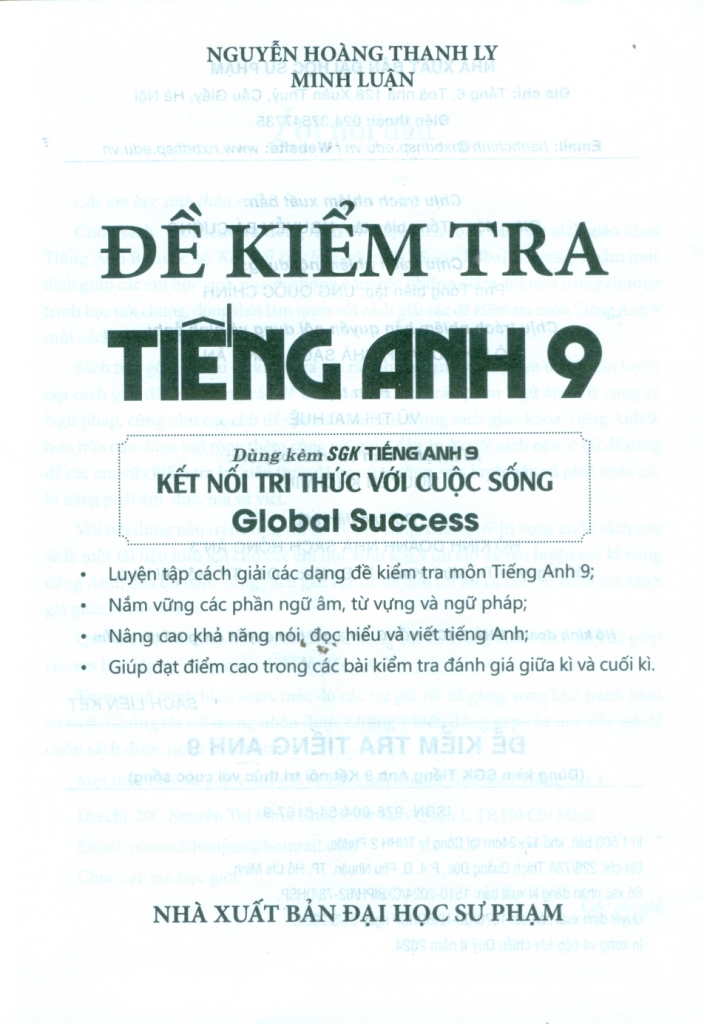 ĐỀ KIỂM TRA TIẾNG ANH LỚP 9 (Biên soạn theo SGK Tiếng Anh 9 Global Success)